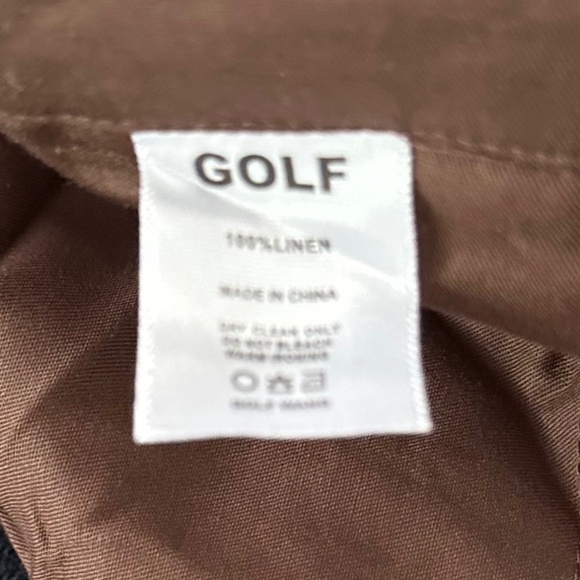 Men's - GOLF WANG Brown Grand Logo Linen Trouser Pant - Size 38 - Picture 11 of 16